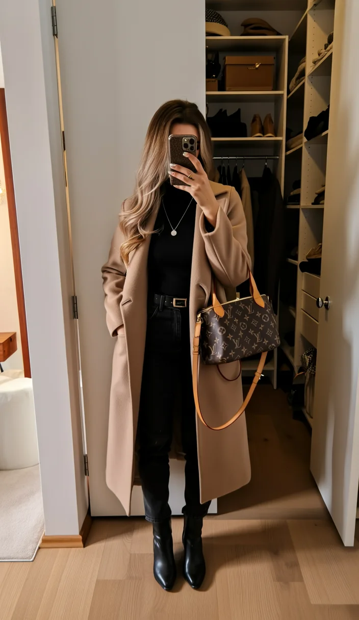 classic fall outfits 2026 Camel Coat and Black Basics Create Lasting Elegance