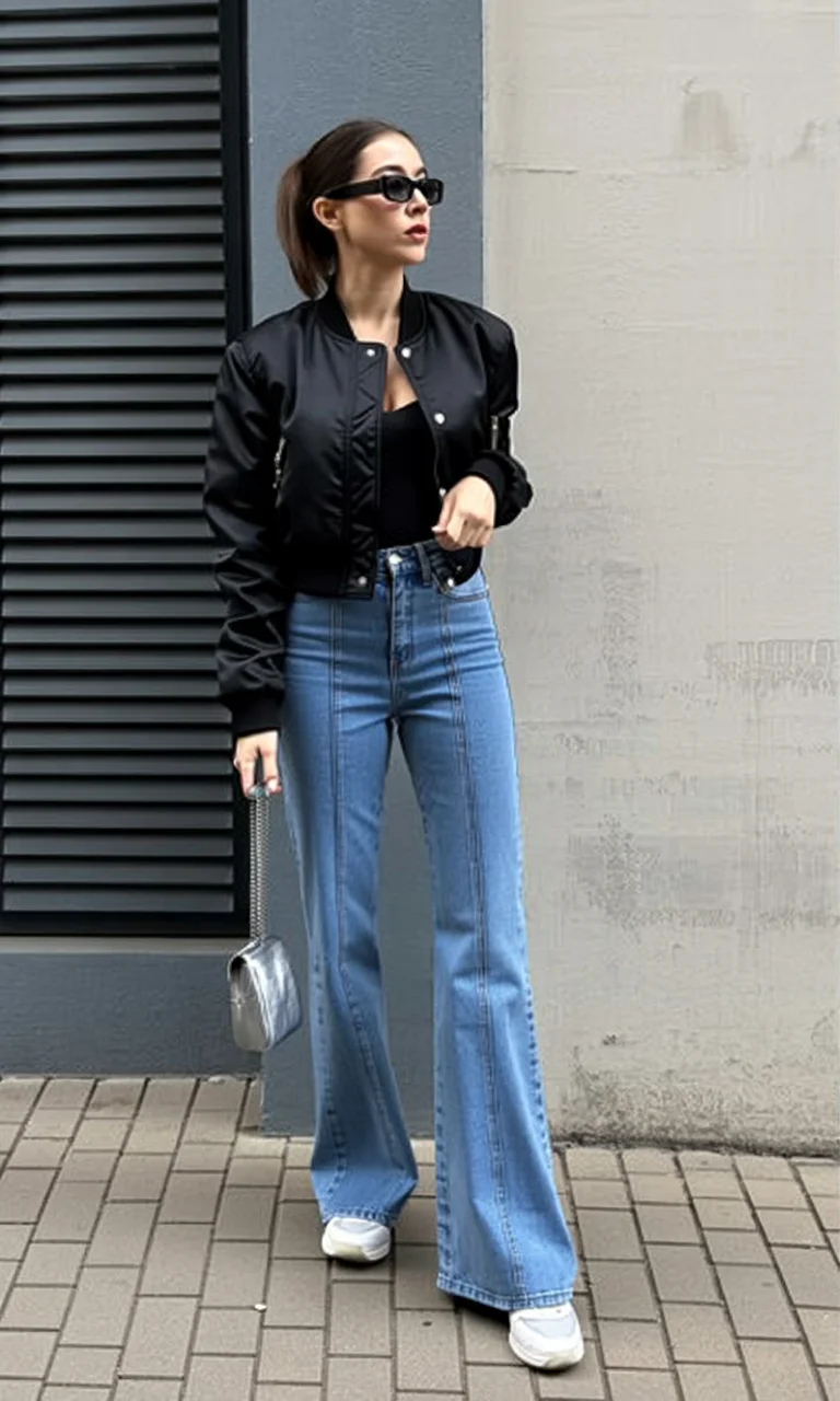 fall outfits with bombers 2026 Classic Black and Denim That Never Misses