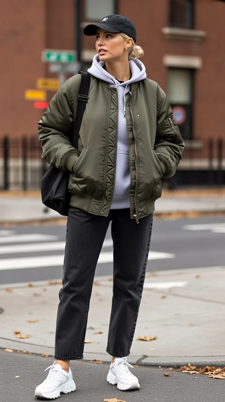 fall outfits with bombers 2026 Layered Hoodies Bring Sporty Comfort Into Autumn