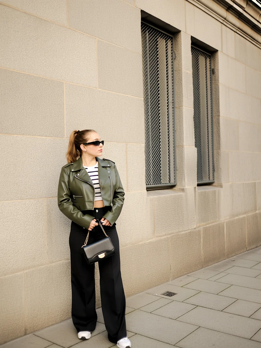 fall outfits with bombers 2026 Olive Green Leather Adds a Fresh Twist to Everyday Neutrals