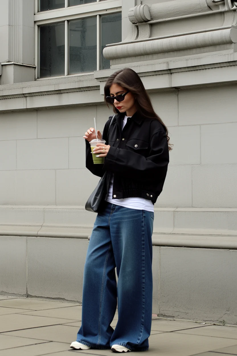 fall outfits with bombers 2026 Relaxed Denim and Black Bombers Create an Effortless Weekend Uniform