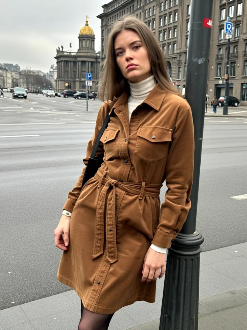 fall shirt dress outfit 2026 Caramel Utility Shirt Dress For City Days