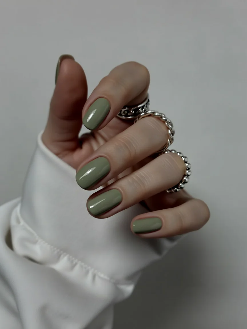Nail Colors for August 2026 - end of summer Muted Sage Green For Everyday Sophistication