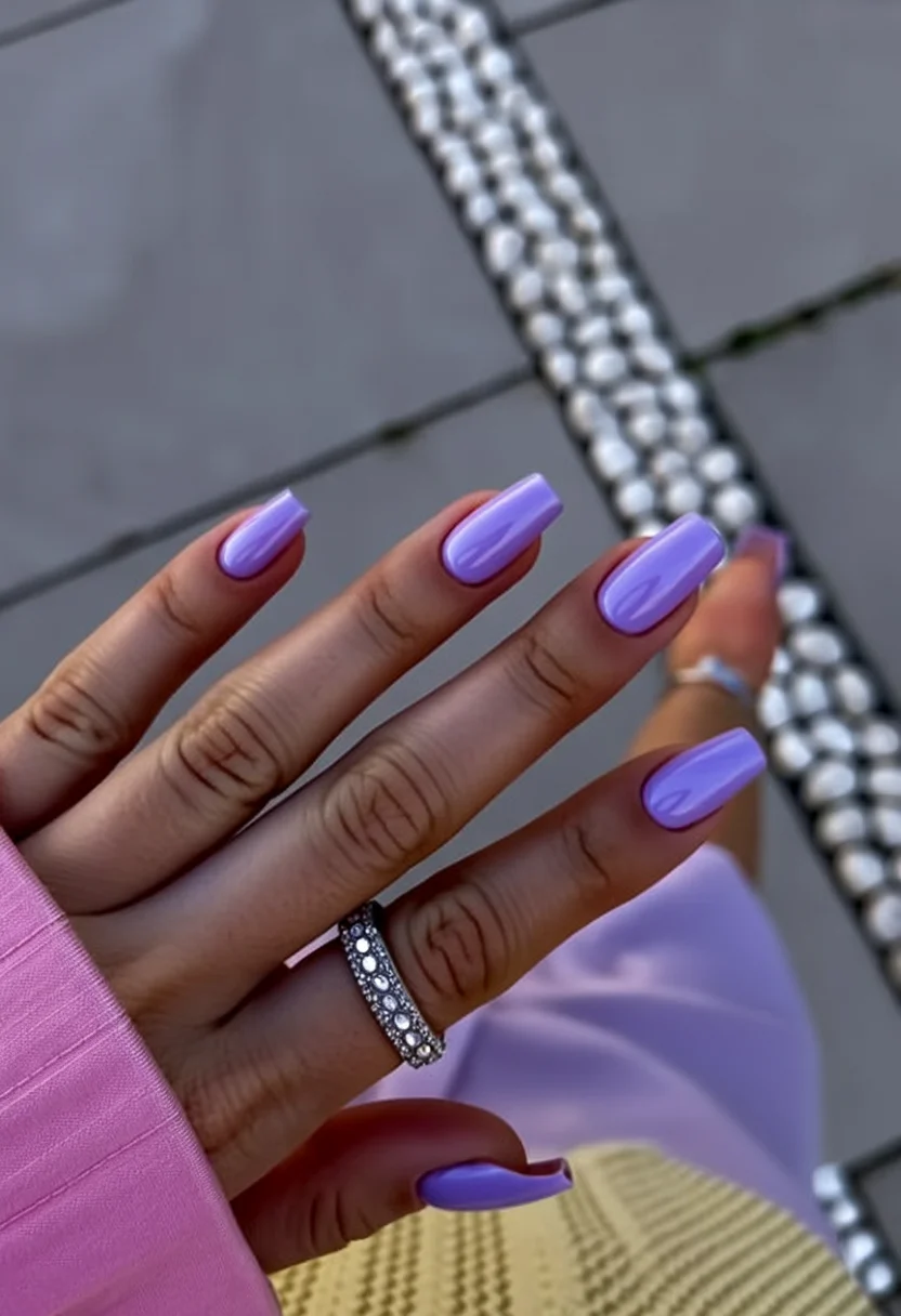 Nail Ideas for August 2026 Glossy Lavender Nails That Keep Summer Feeling Light
