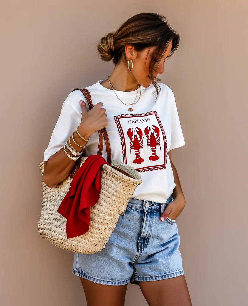 Trendy Outfits for August - End of Summer 2026 Graphic Tee and Denim Shorts for Weekend Adventures