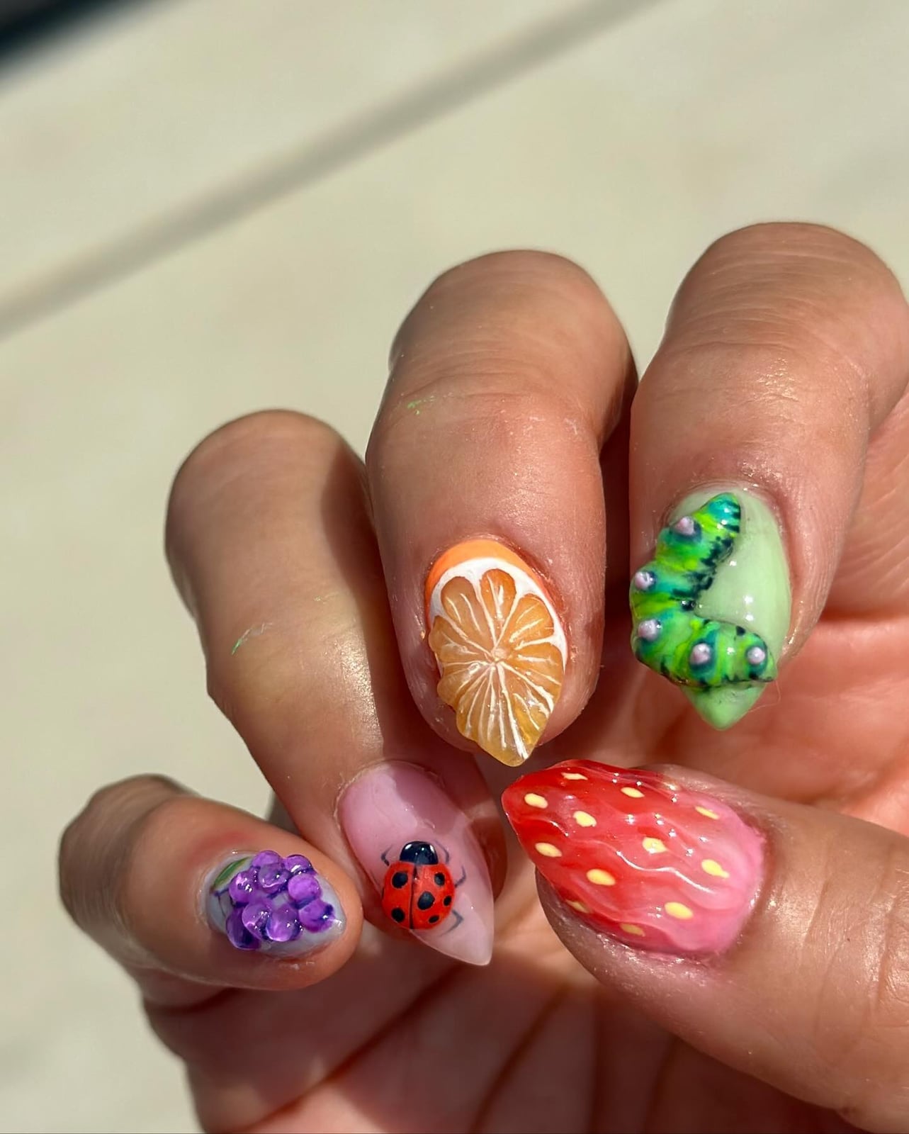 Short Almond 3D Fruit Designs Short Almond 3D Fruit Designs — 3D Nails Art Ideas