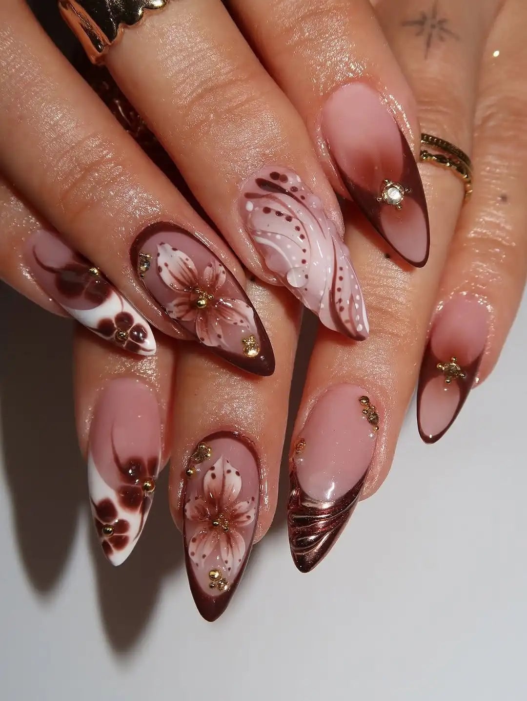 Long Stiletto 3D Floral Designs With острый стилет Long Stiletto 3D Floral Designs With острый стилет — 3D Nails Art Ideas