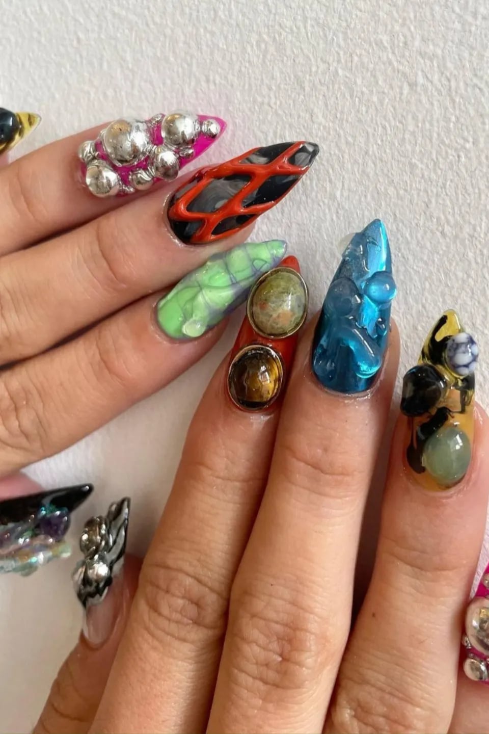 Long Stiletto Coffin Abstract Sculptures Long Stiletto Coffin Abstract Sculptures — 3D Nails Art Ideas