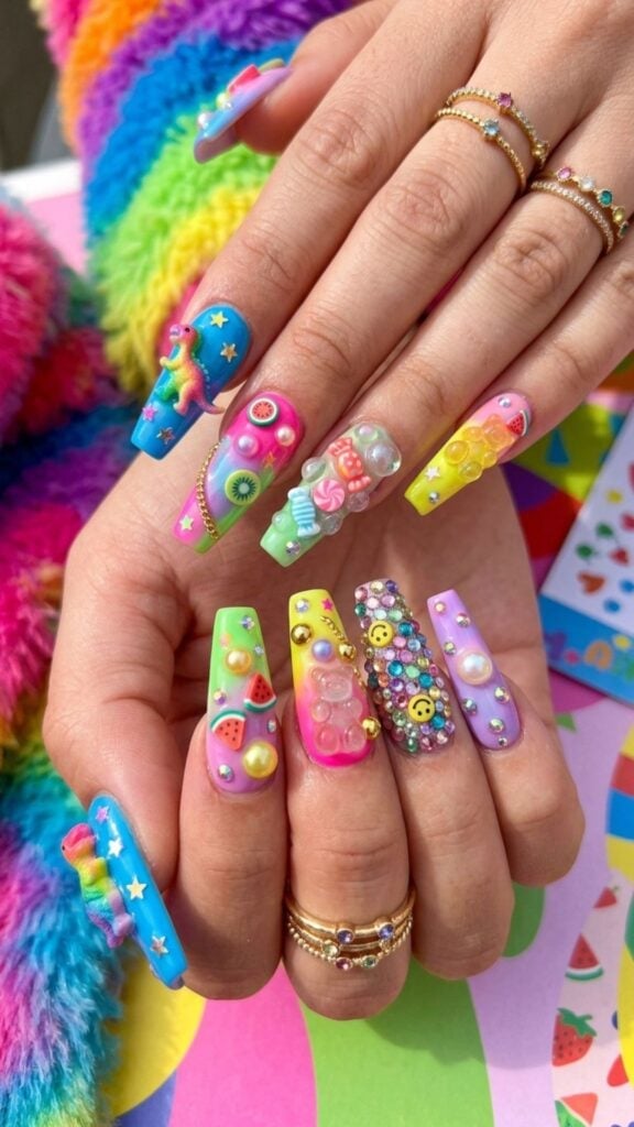 Long Square Y2K Style 3D Elements Long Square Y2K Style 3D Elements — 3D Nails Art Ideas