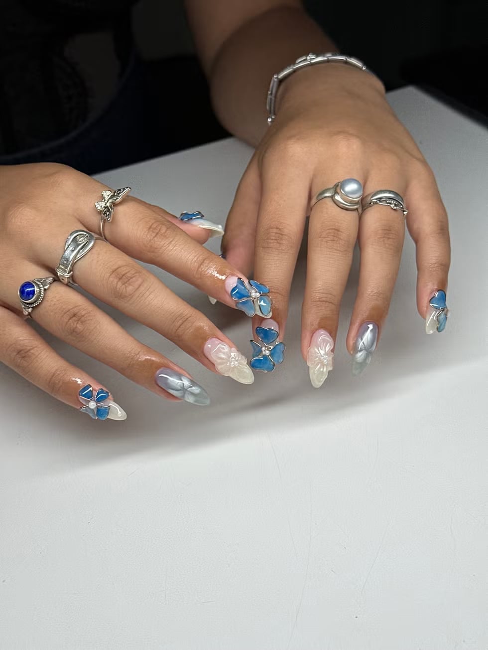 Long Stiletto With 3D Butterflies Long Stiletto With 3D Butterflies — 3D Nails Art Ideas