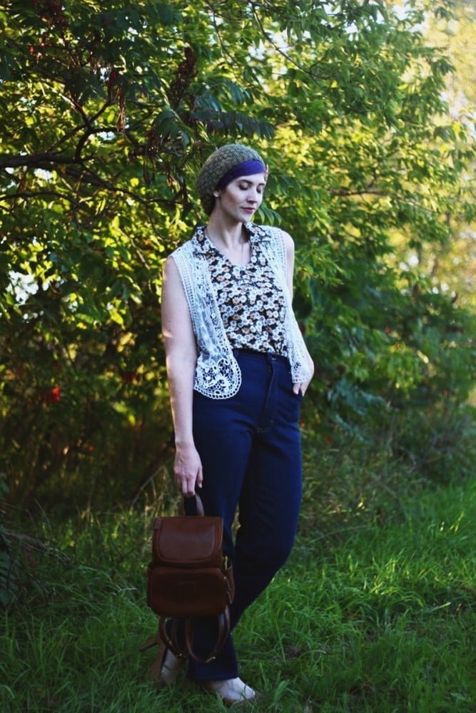 Crochet Vest with Floral Blouse Crochet Vest with Floral Blouse — 70s Style Inspiration