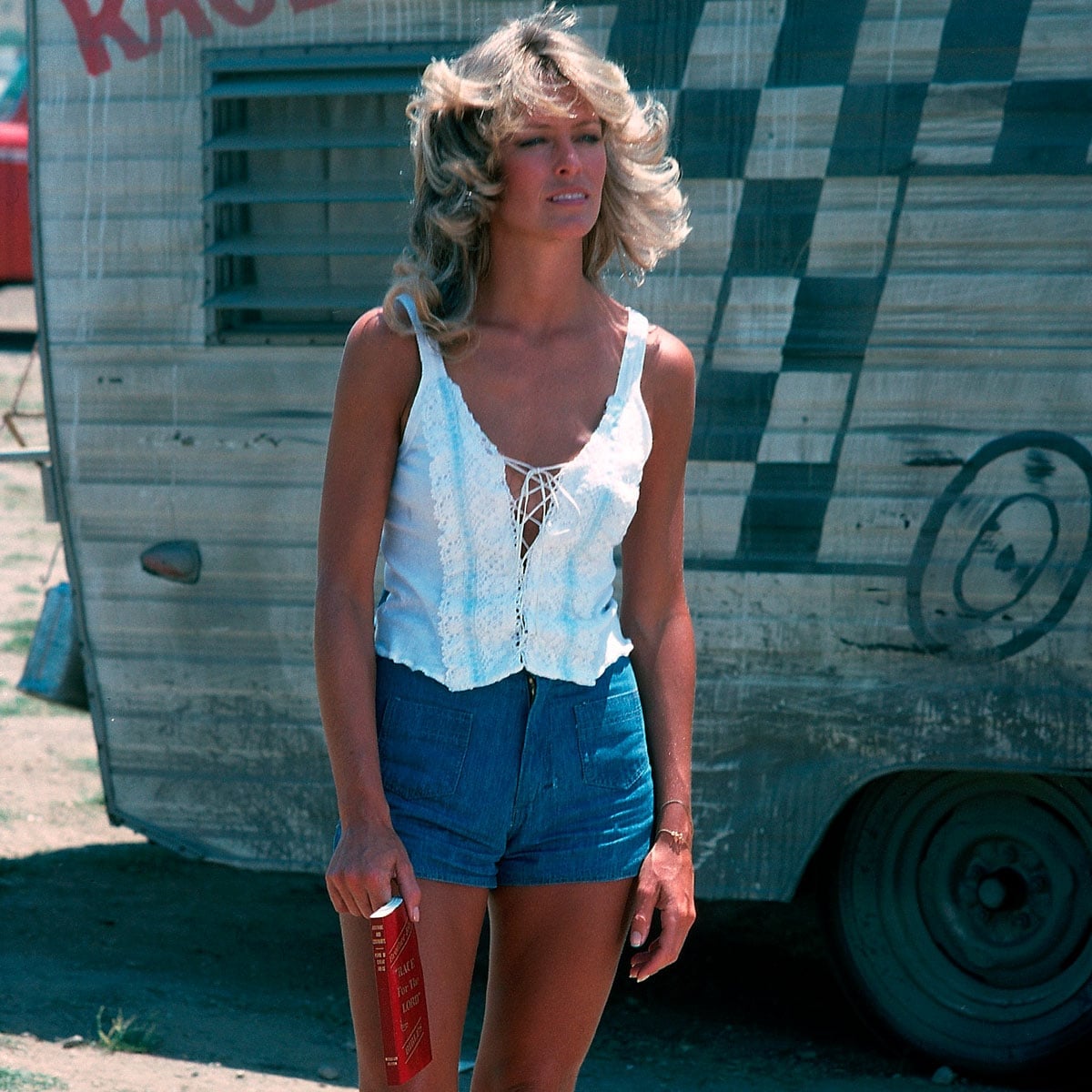 Lace-Up Tank and Denim Shorts Lace-Up Tank and Denim Shorts — 70s Style Inspiration