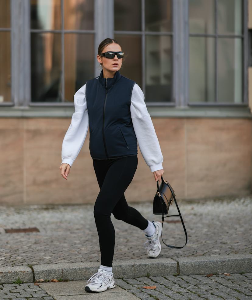 Puffer Vest Over Sweatshirt Puffer Vest Over Sweatshirt — Aesthetic Black Leggings Outfit