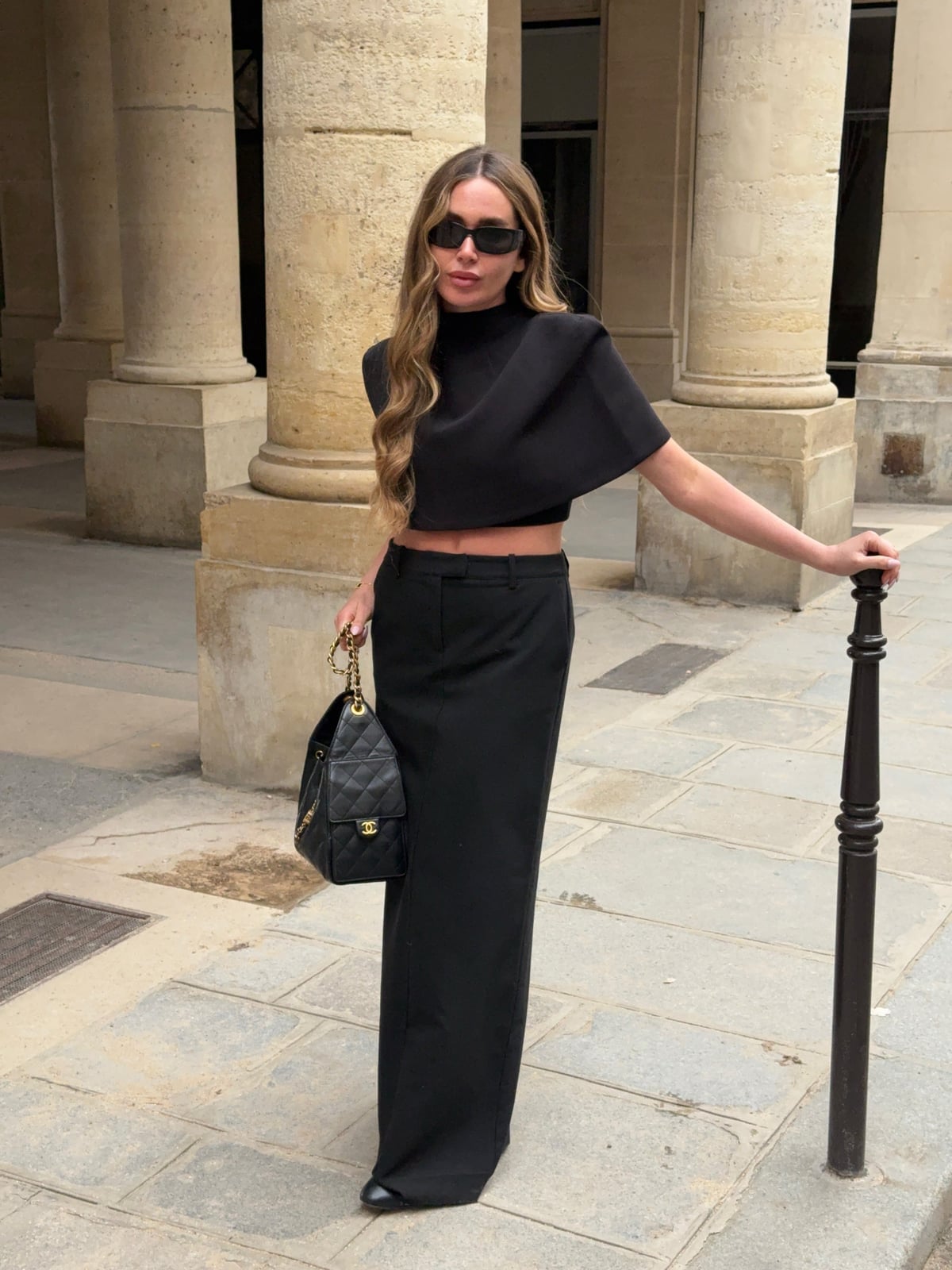 Black Mock Neck Crop Top with Maxi Skirt Black Mock Neck Crop Top with Maxi Skirt — Aesthetic Black Sweater Outfit