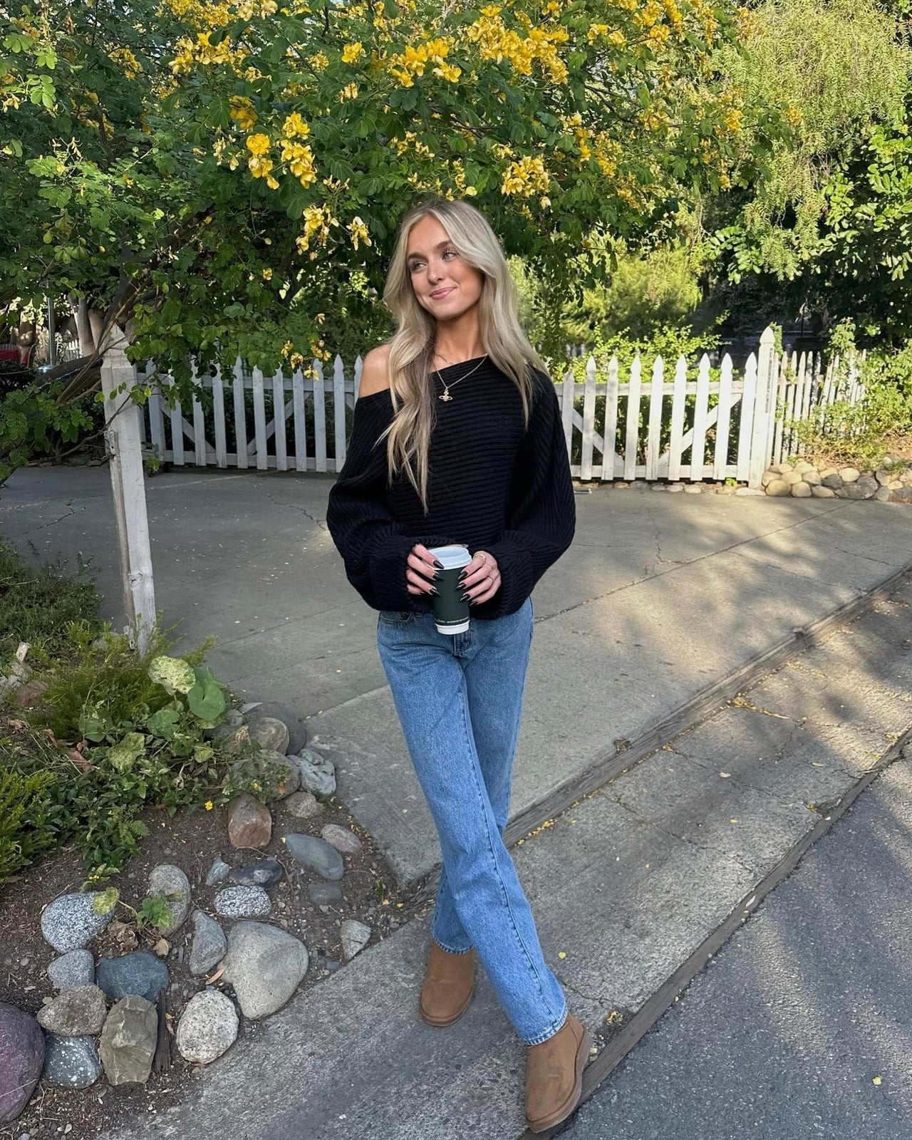 Black Off-Shoulder Sweater with Blue Jeans Black Off-Shoulder Sweater with Blue Jeans — Aesthetic Black Sweater Outfit