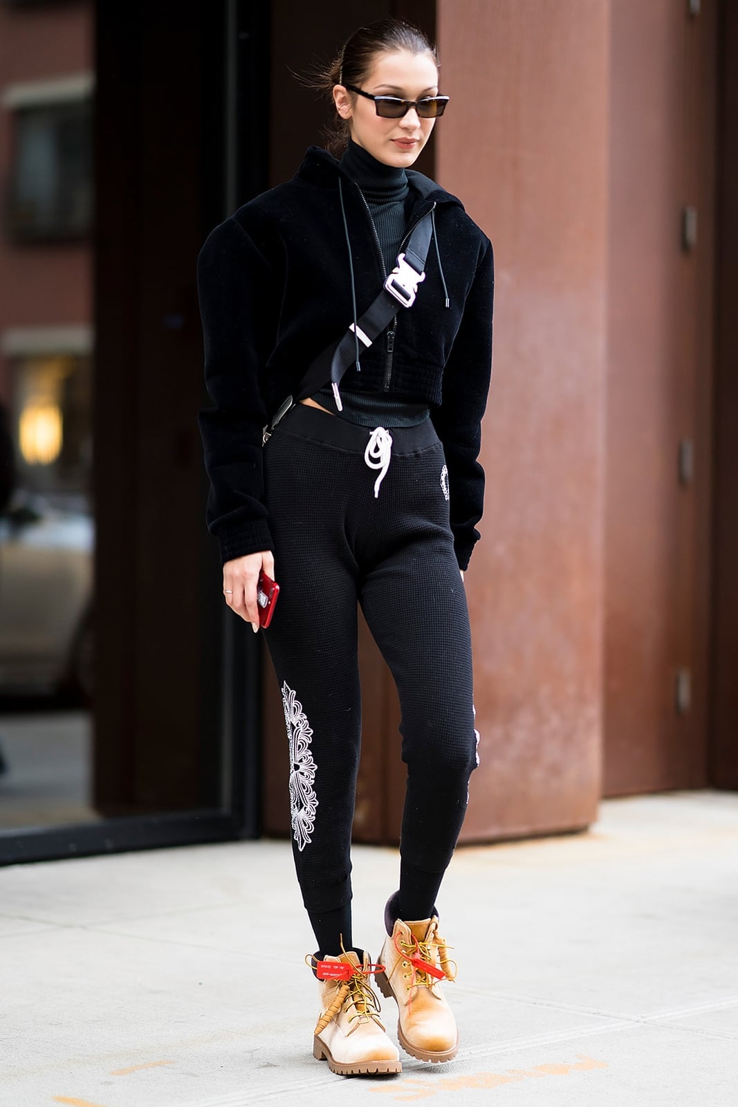 Waffle Knit Sweatpants with Velour Jacket — Aesthetic Black Sweatpants Outfit
