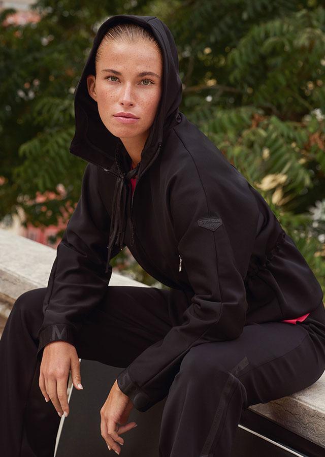 Matching Black Tracksuit with Drawstring Jacket — Aesthetic Black Sweatpants Outfit