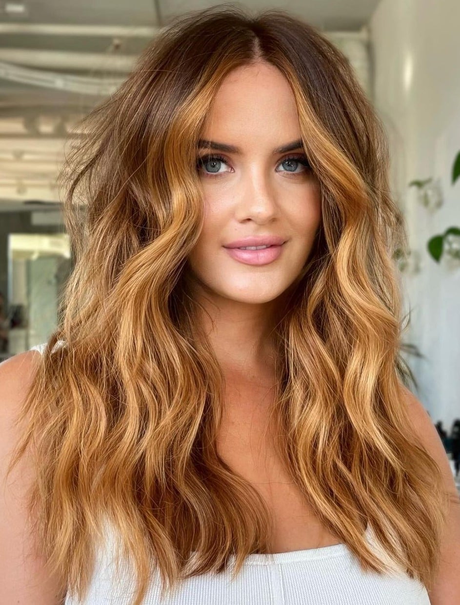 Caramel Blonde Mid-Back With Face-Framing Pieces Caramel Blonde Mid-Back With Face-Framing Pieces — Aesthetic Blonde Hair