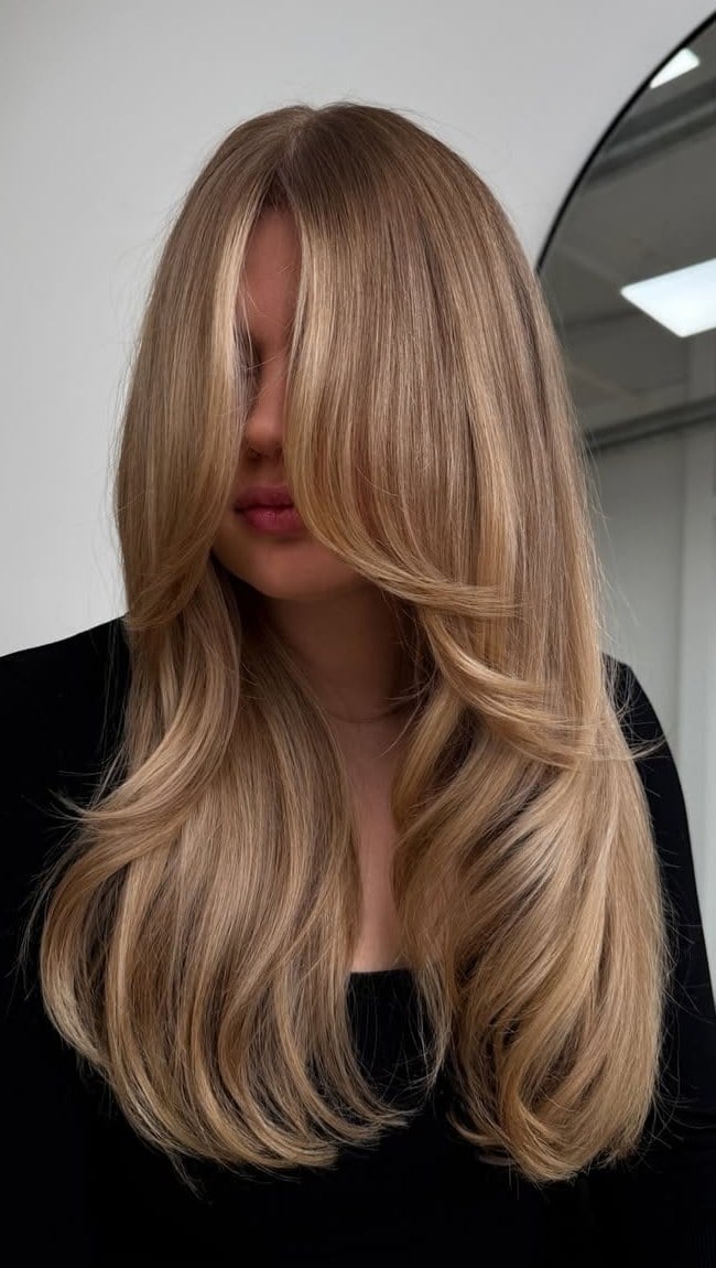 Toasted Beige Blonde Mid-Back Length With Balayage Toasted Beige Blonde Mid-Back Length With Balayage — Aesthetic Blonde Hair