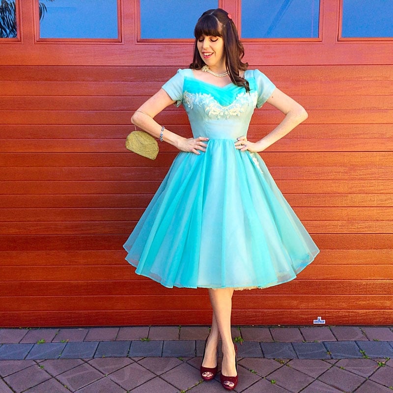 Blue Tulle Dress with Lace Bodice Detail — Aesthetic Blue Dress Outfit