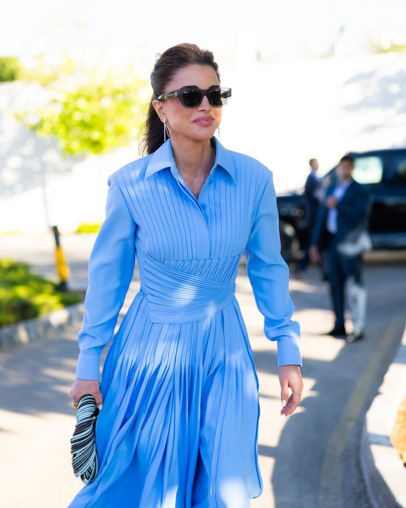Cobalt Blue Pleated Shirt Dress With Fit And Flare — Aesthetic Blue Dress Outfit