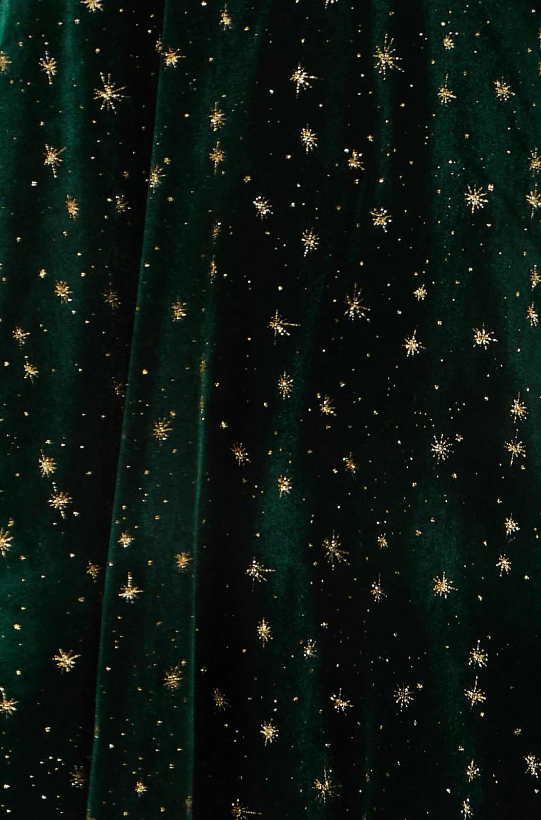 Velvet Skater Dress with Gold Star Print Velvet Skater Dress with Gold Star Print — Aesthetic Dark Green Dress