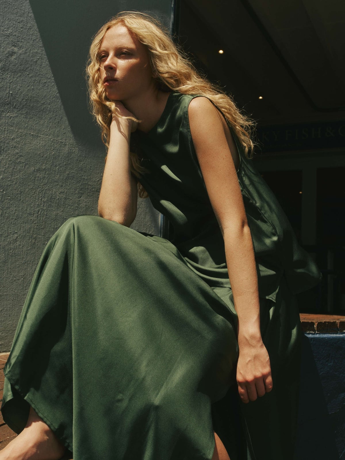 Flowing Satin A-Line Maxi Dress Flowing Satin A-Line Maxi Dress — Aesthetic Dark Green Dress