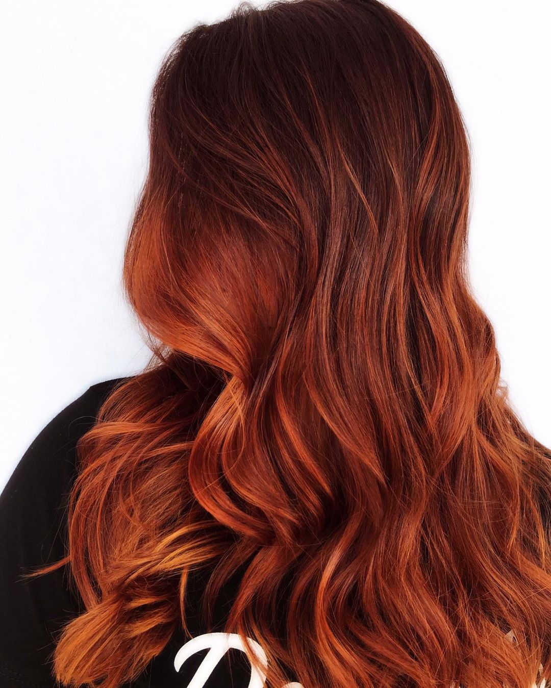 Mid-Back Dark Red With Ginger Balayage Mid-Back Dark Red With Ginger Balayage — Aesthetic Ginger Hair