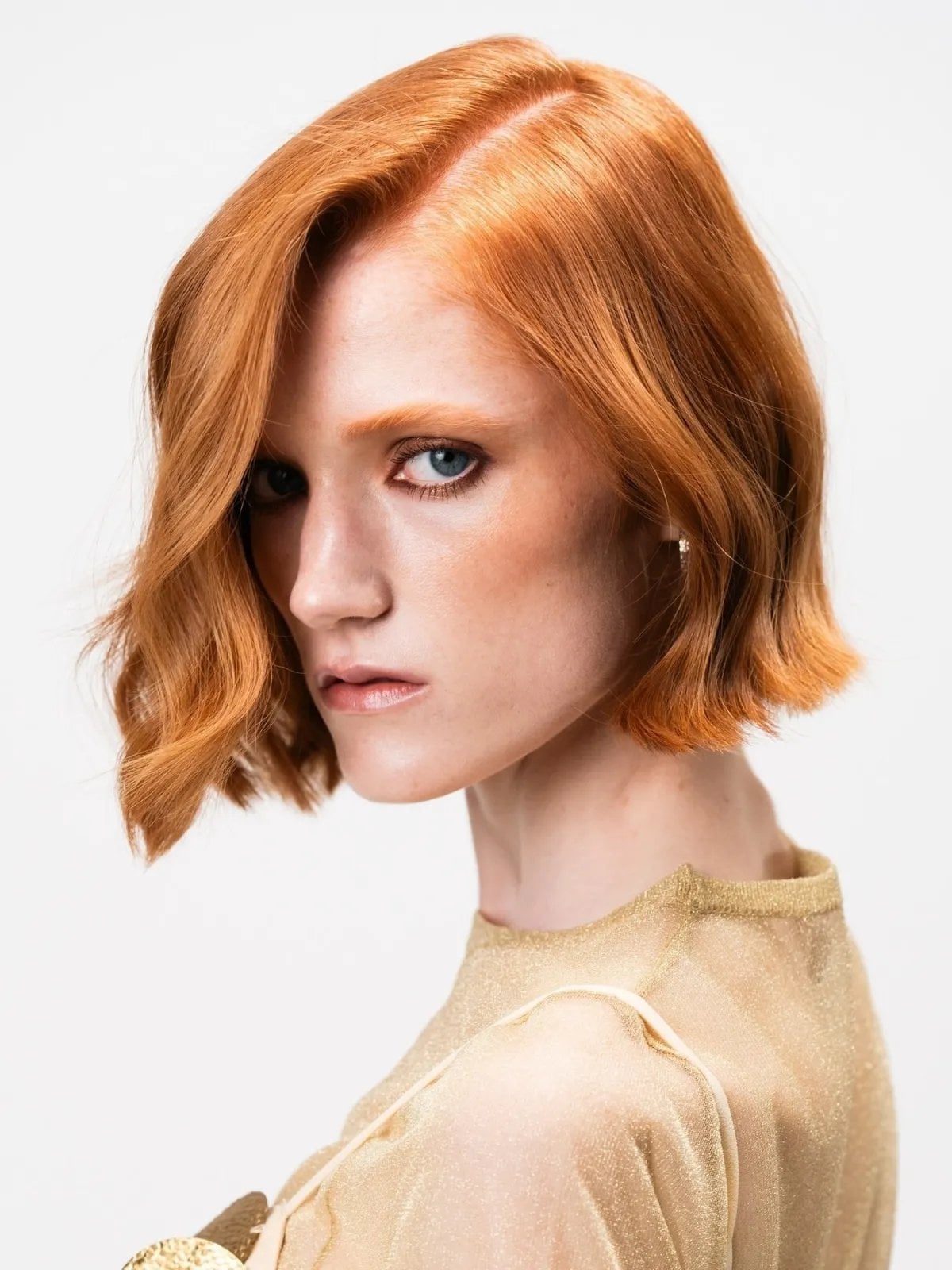Chin Length Bob With Soft Copper Blonde Ginger, Creating A Glossy Chin Length Bob With Soft Copper Blonde Ginger, Creating A Glossy — Aesthetic Ginger Hair