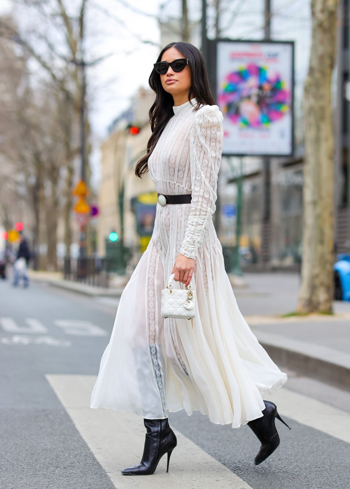 White Lace and Chiffon Long Sleeve Maxi Dress White Lace and Chiffon Long Sleeve Maxi Dress — Aesthetic Gowns Dresses