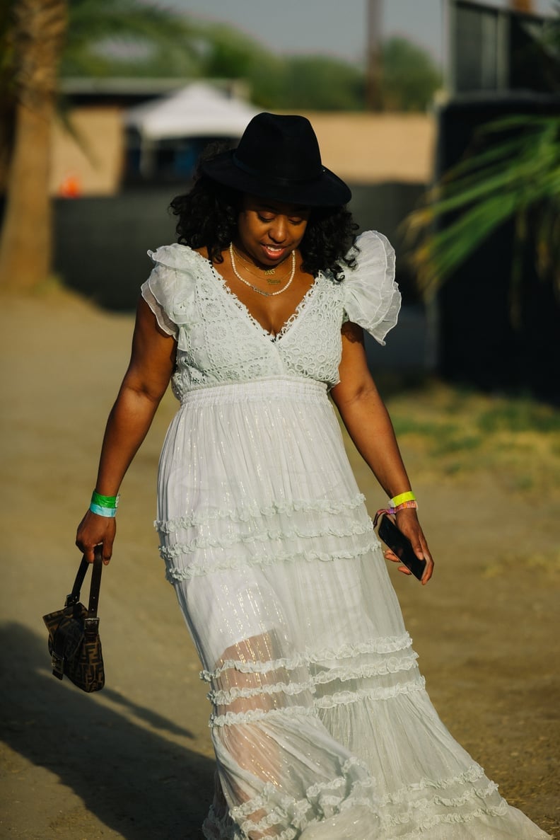 Pale Green Tiered Maxi Dress with Ruffles and Metallic Threads Pale Green Tiered Maxi Dress with Ruffles and Metallic Threads — Aesthetic Gowns Dresses