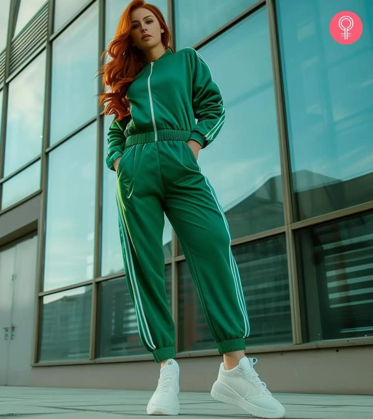 Forest Green Tracksuit With White Side Stripes — Aesthetic Green Sweatpants Outfit