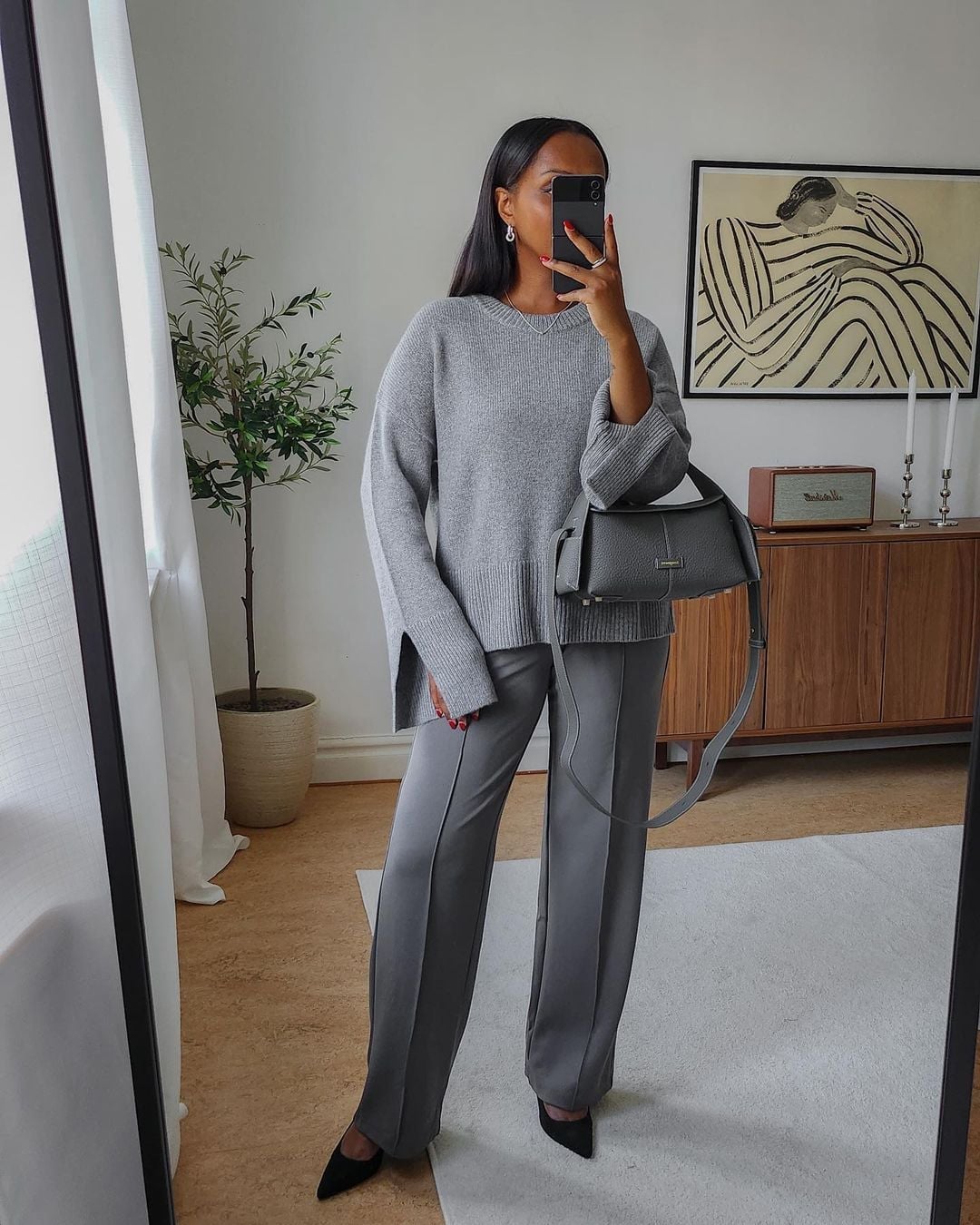 Gray Sweater Under Black Blazer Smart Casual Gray Sweater Under Black Blazer Smart Casual — Aesthetic Grey Sweater Outfit