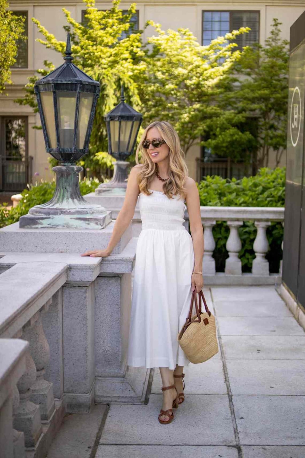 White Strapless Smocked Midi Dress White Strapless Smocked Midi Dress — Aesthetic Linen Dress