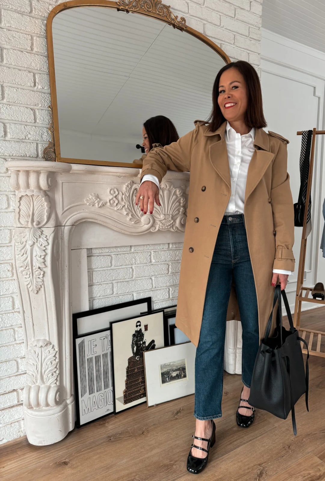 Trench Coat Jeans Mary Jane Heels Trench Coat Jeans Mary Jane Heels — Aesthetic Mary Janes Outfit