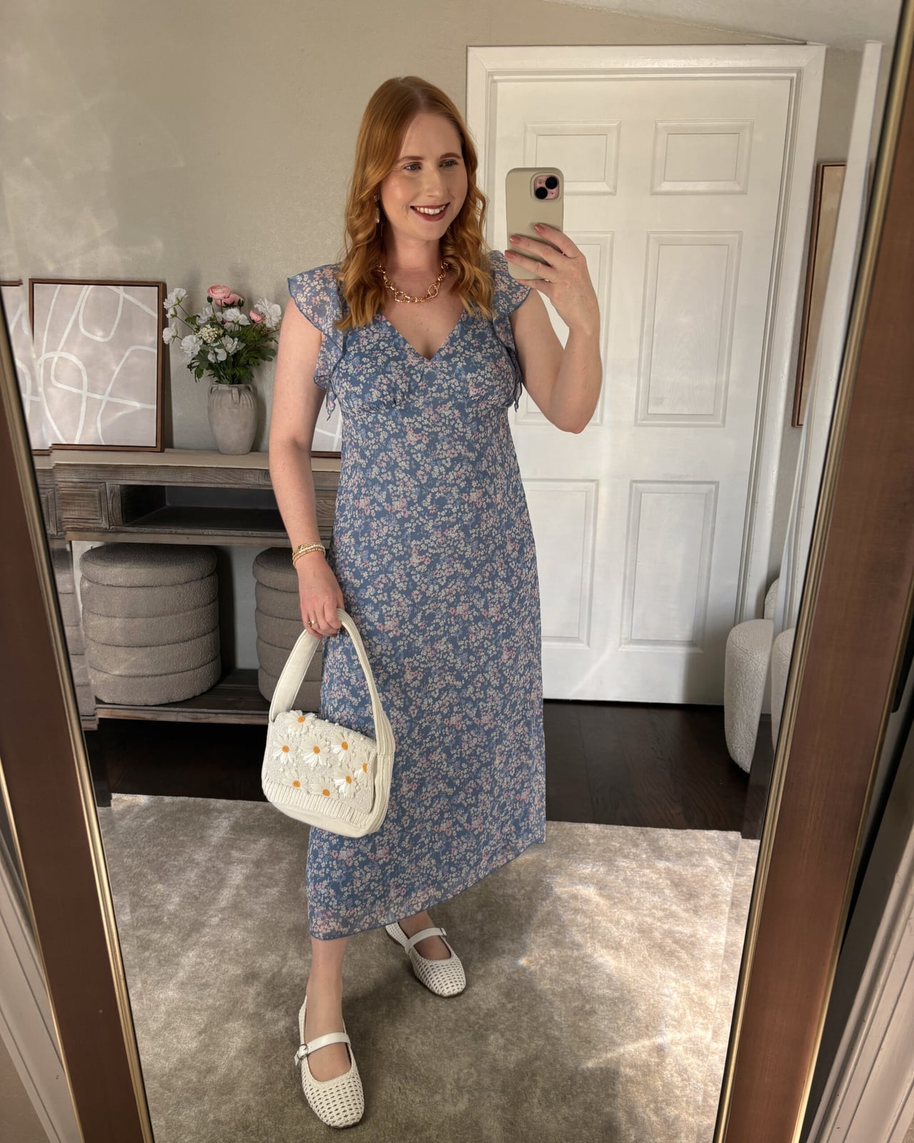 Floral Dress with Woven Shoes Floral Dress with Woven Shoes — Aesthetic Midsize Outfits