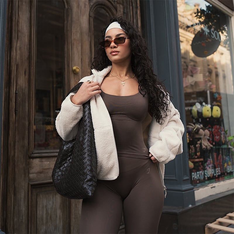 Fleece Jacket and Ribbed Tank Fleece Jacket and Ribbed Tank — Aesthetic Midsize Outfits