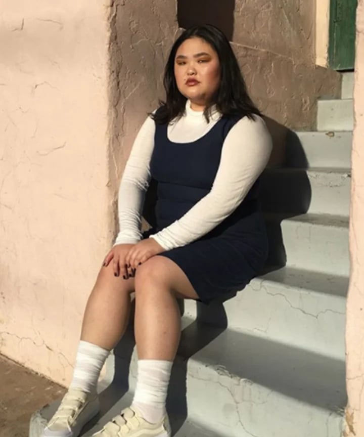 Navy Pinafore Dress with Layered Turtleneck Navy Pinafore Dress with Layered Turtleneck — Aesthetic Midsize Outfits