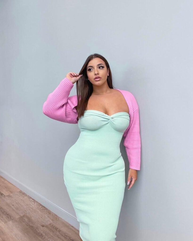 Mint Green Fitted Ribbed Knit Dress with Shrug Mint Green Fitted Ribbed Knit Dress with Shrug — Aesthetic Pastel Dress