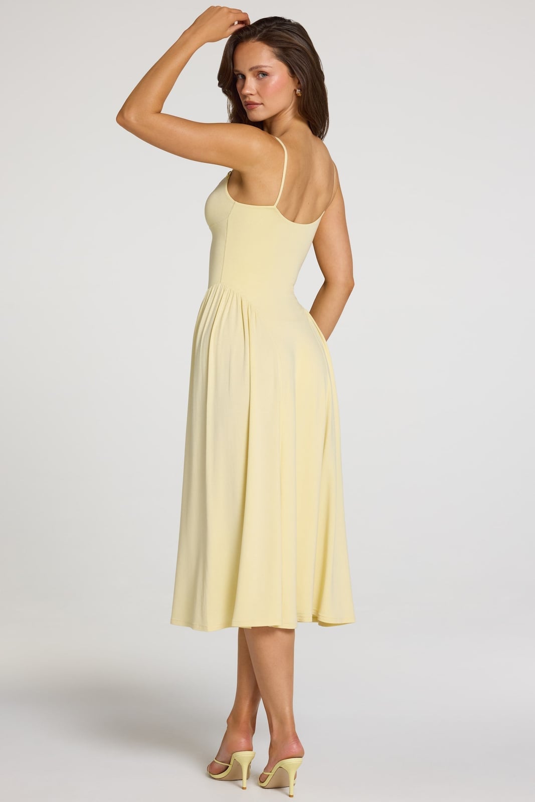 Pale Yellow Sleeveless Textured Midi Dress Pale Yellow Sleeveless Textured Midi Dress — Aesthetic Pastel Dress