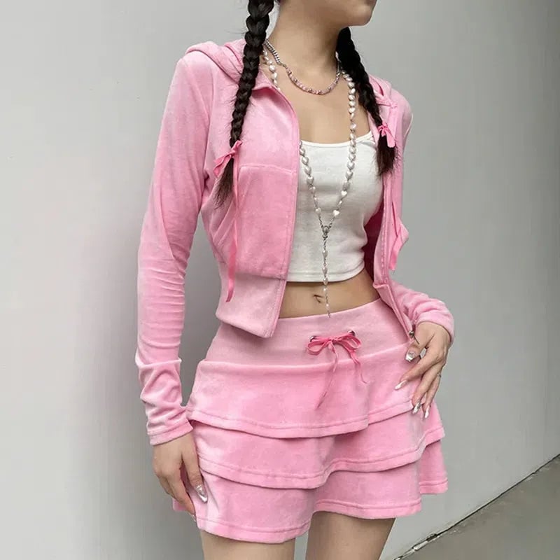 Pink Hoodie With Character Graphic and Loungewear Shorts — Aesthetic Pink Hoodie Outfit