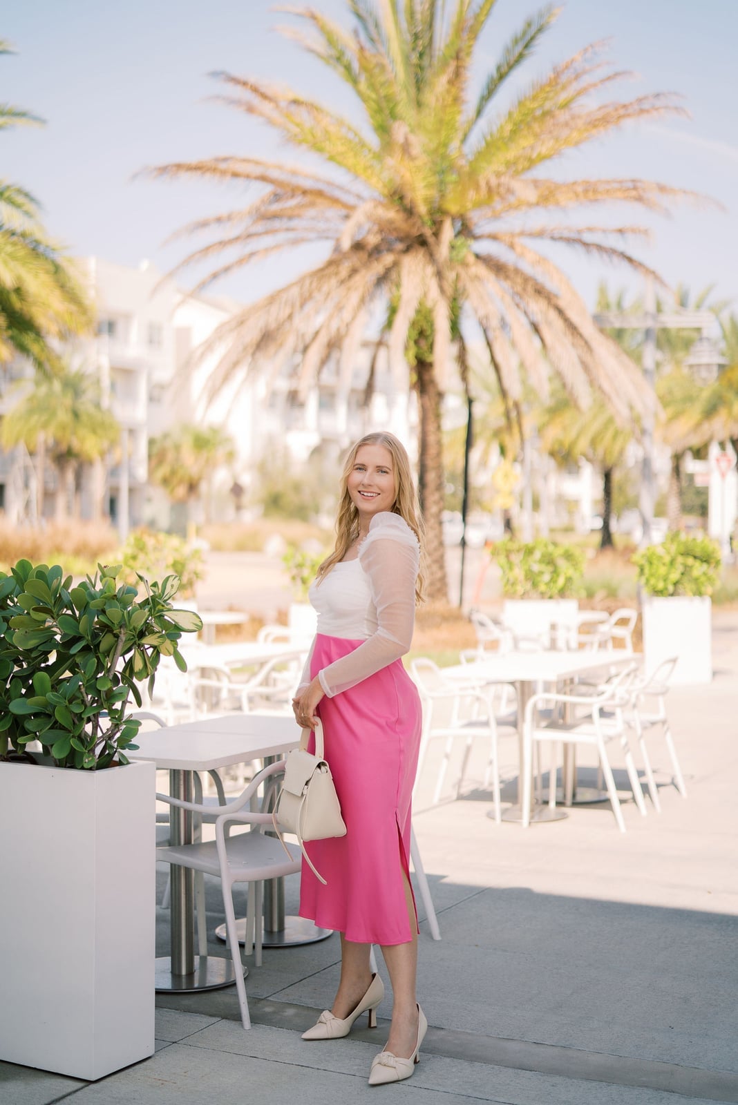 Hot Pink Midi Skirt With Side Slit Hot Pink Midi Skirt With Side Slit — Aesthetic Pink Skirt Outfit