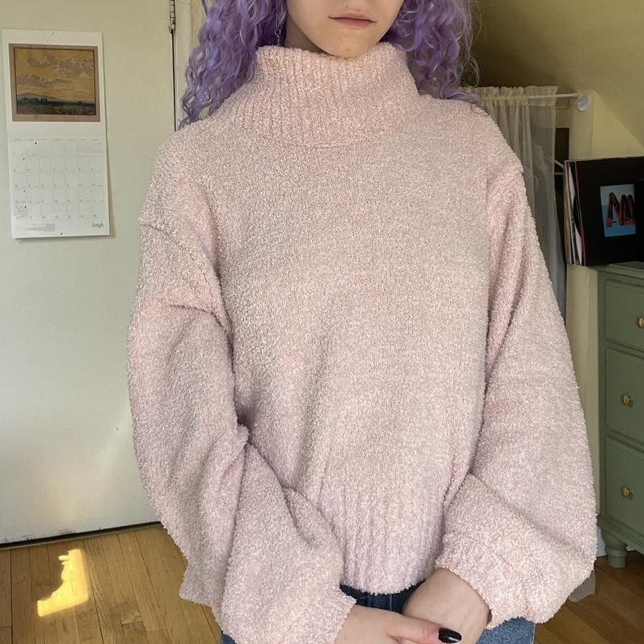 Oversized Fluffy Pink Turtleneck Sweater Oversized Fluffy Pink Turtleneck Sweater — Aesthetic Pink Sweater Outfit