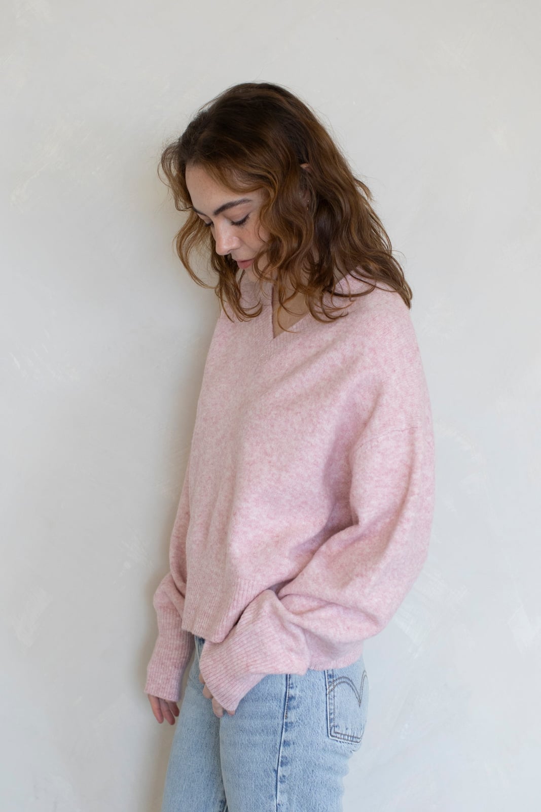 Soft Pink V-Neck Sweater Soft Pink V-Neck Sweater — Aesthetic Pink Sweater Outfit