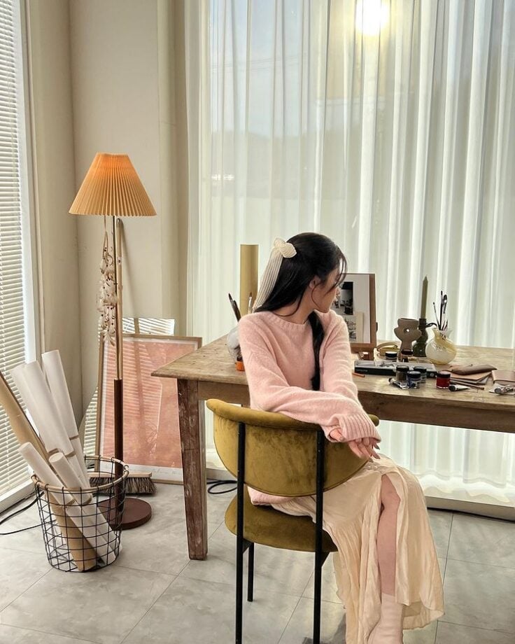 Pastel Pink Sweater with Cream Skirt Pastel Pink Sweater with Cream Skirt — Aesthetic Pink Sweater Outfit