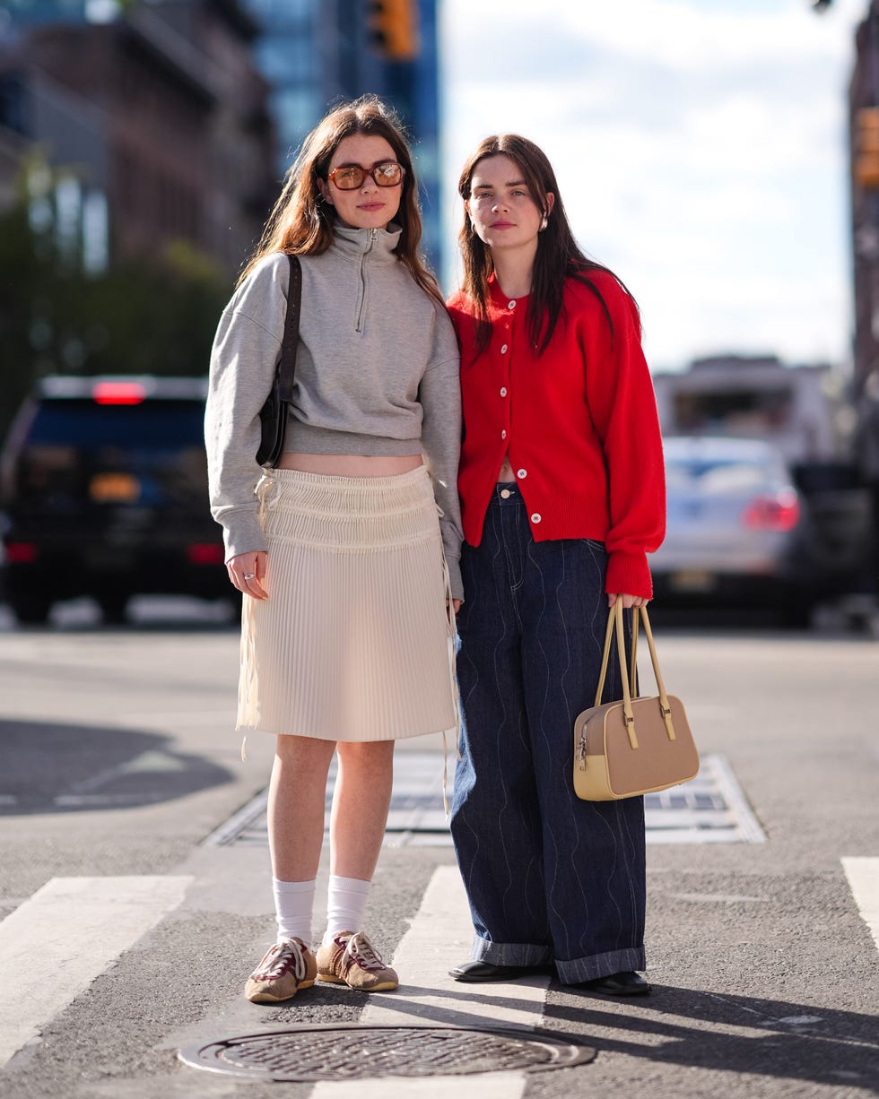 Bright Red Cardigan Over a White Tee with Wide-Leg Jeans Bright Red Cardigan Over a White Tee with Wide-Leg Jeans — Aesthetic Red Cardigan Outfit