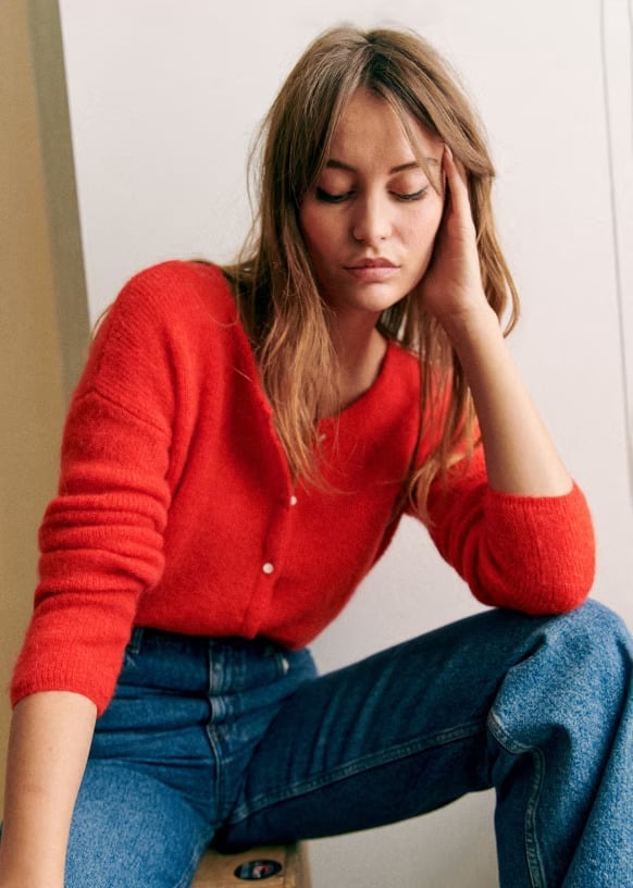 Relaxed Fit Red Cardigan in Textured Knit Relaxed Fit Red Cardigan in Textured Knit — Aesthetic Red Cardigan Outfit