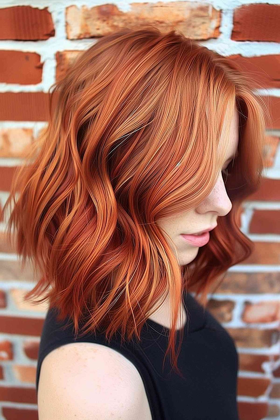 Angled Bob Ginger Copper With Balayage Angled Bob Ginger Copper With Balayage — Aesthetic Red Hair