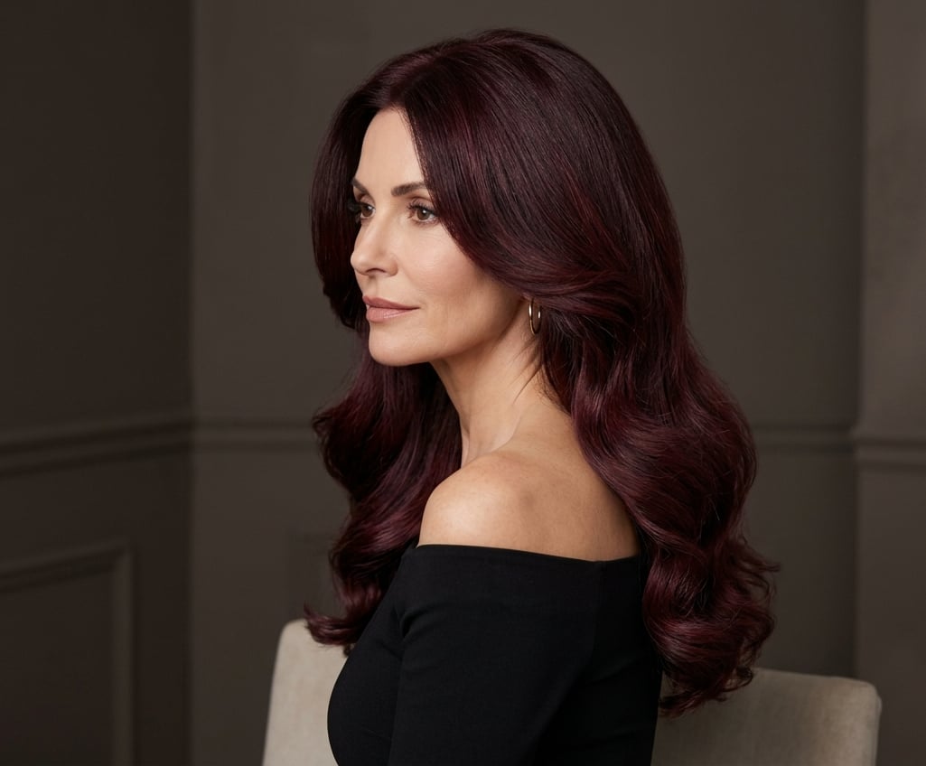 Mid-Back Rich Burgundy Red Waves, Wavy Mid-Back Rich Burgundy Red Waves, Wavy — Aesthetic Red Hair