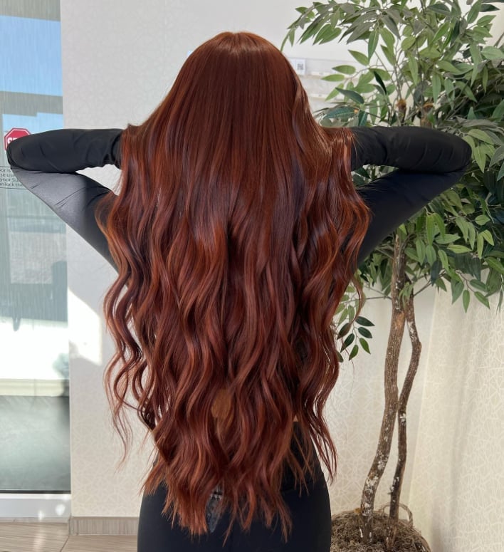 Chin Length Copper Red Bob, Wavy Chin Length Copper Red Bob, Wavy — Aesthetic Red Hair